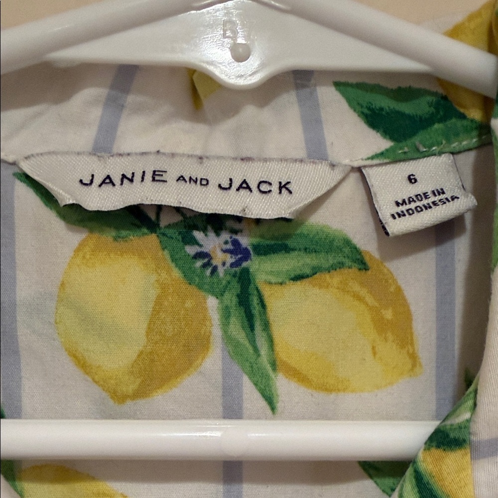 Janie and Jack Boys Size 6 Lemon Print Button Down Shirt Resort Easter Spring - Picture 3 of 8